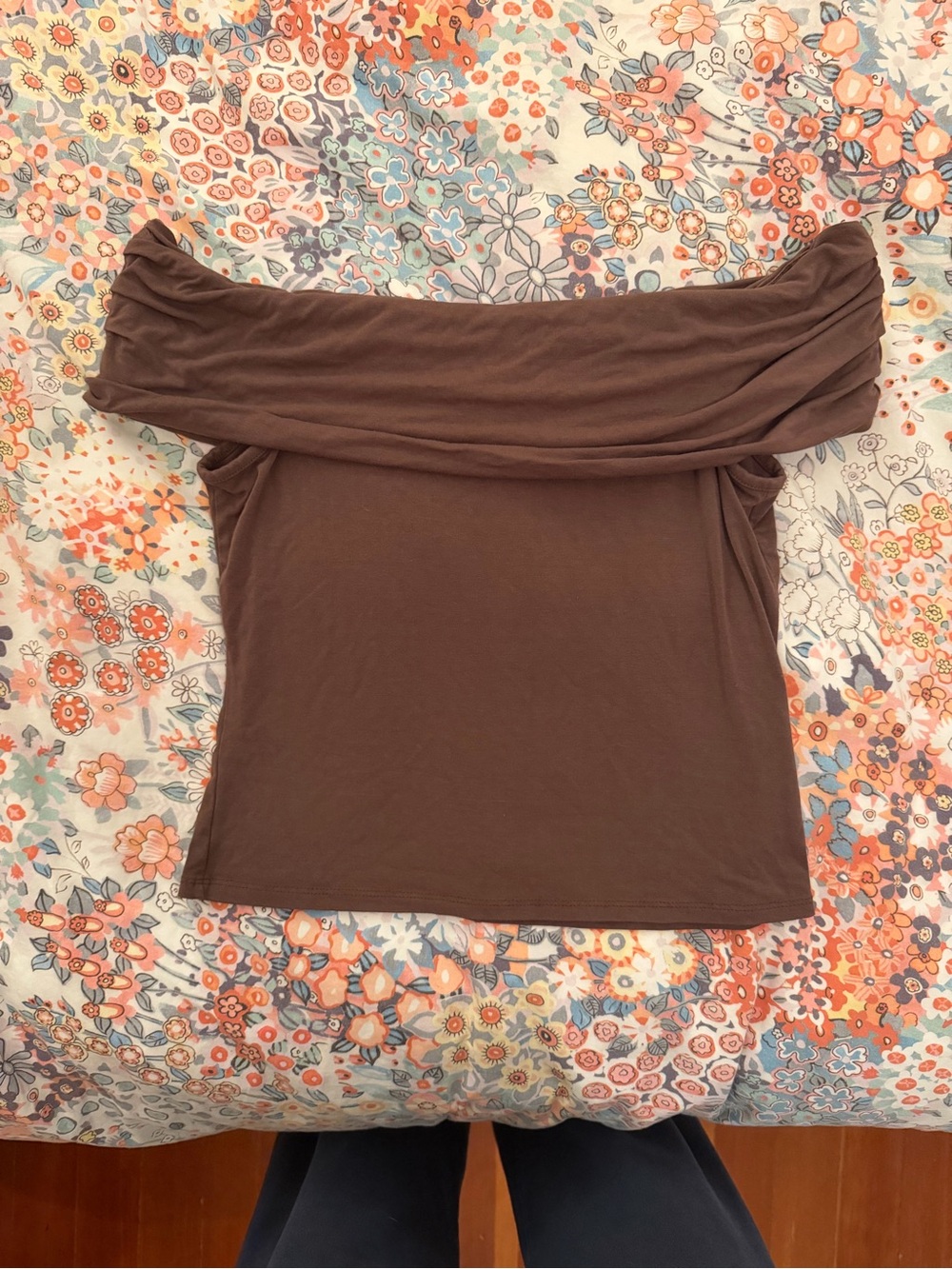 Anthropologie Off-Shoulder Brown Crop Top